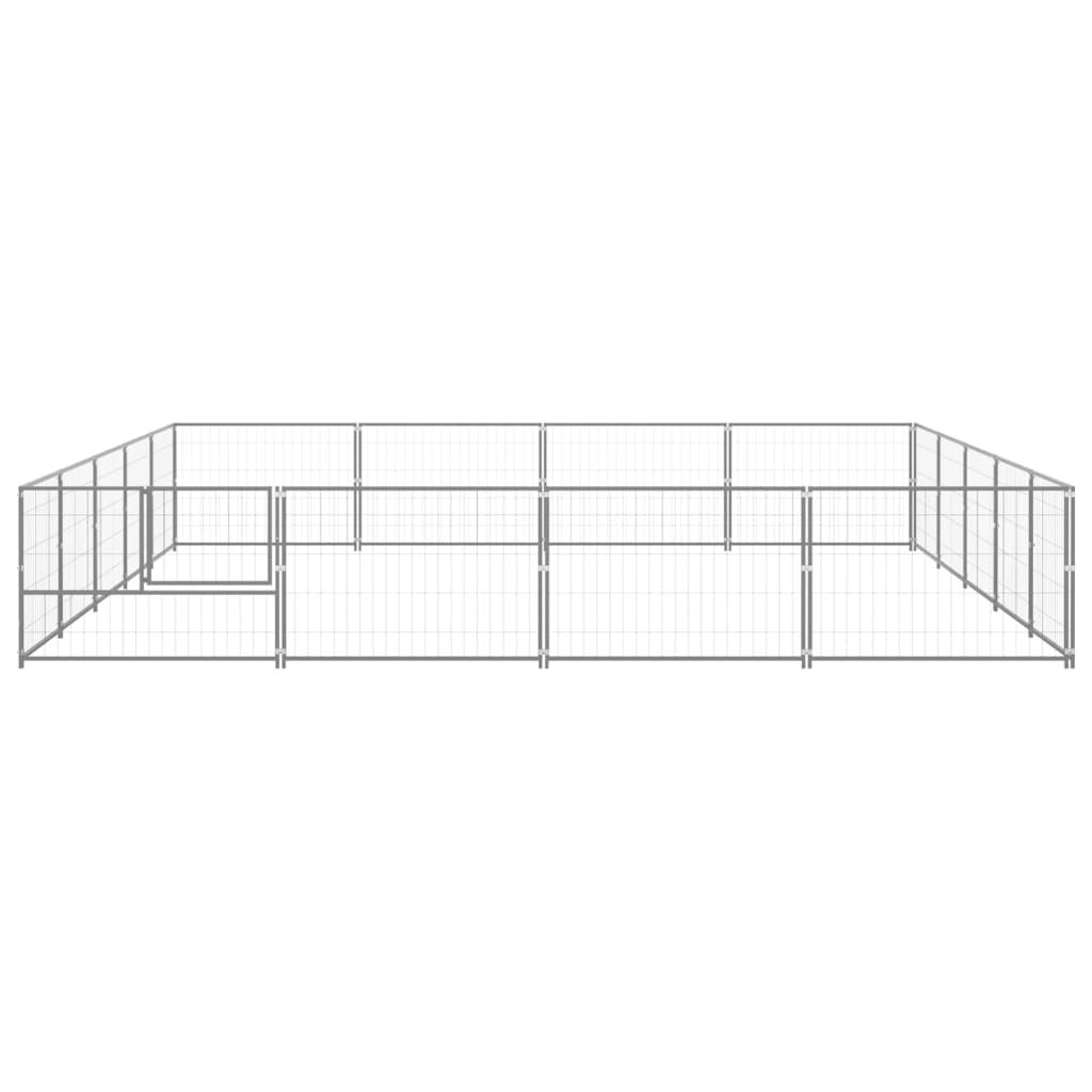 Vidaxl -Hundezwinger 20 m² Stahl Silberfarbe