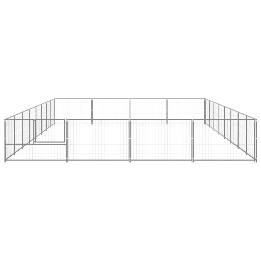 Vidaxl -Hundezwinger 32 m² Stahl Silberfarbe
