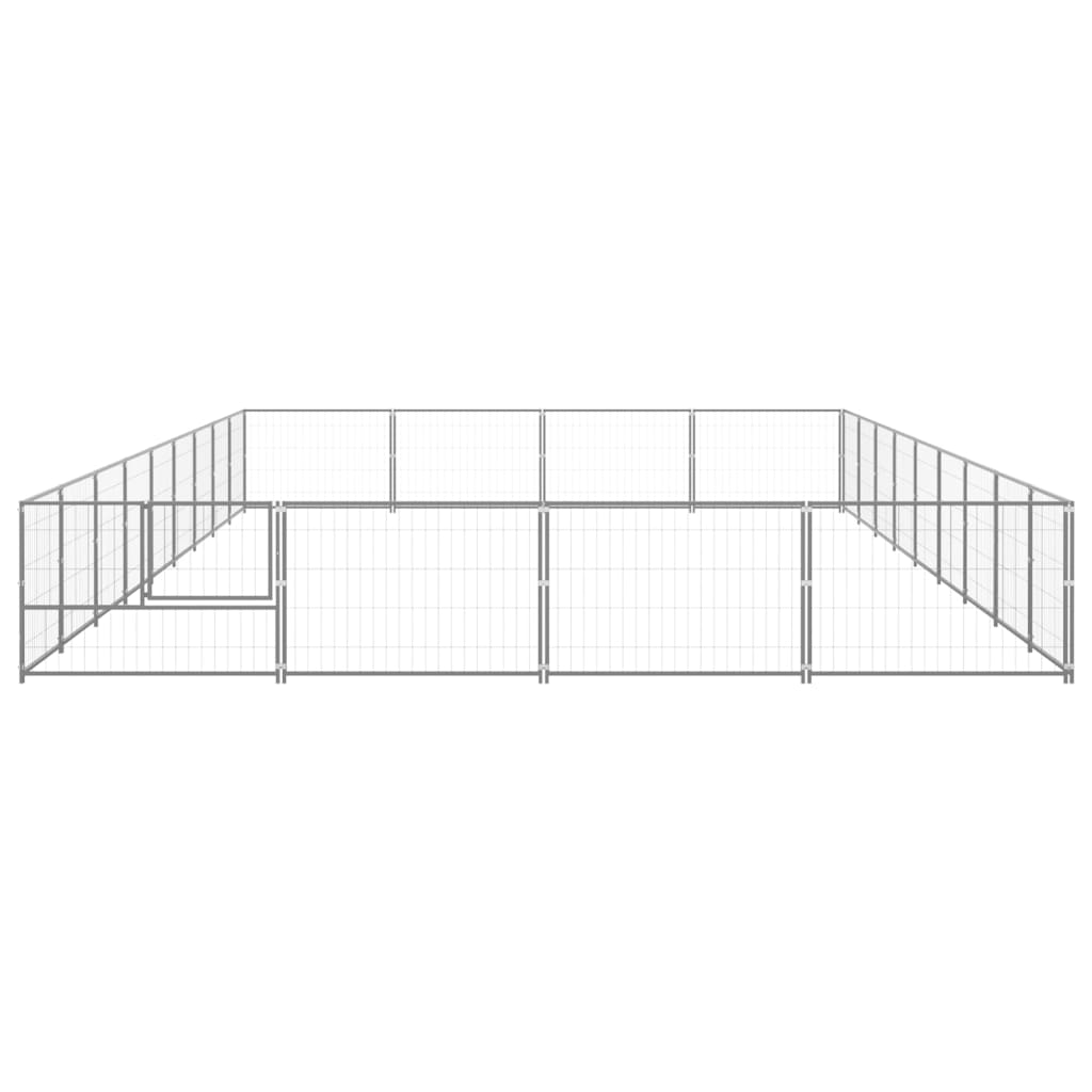 Vidaxl -Hund Kennel 36 m² Stahl Silberfarbe
