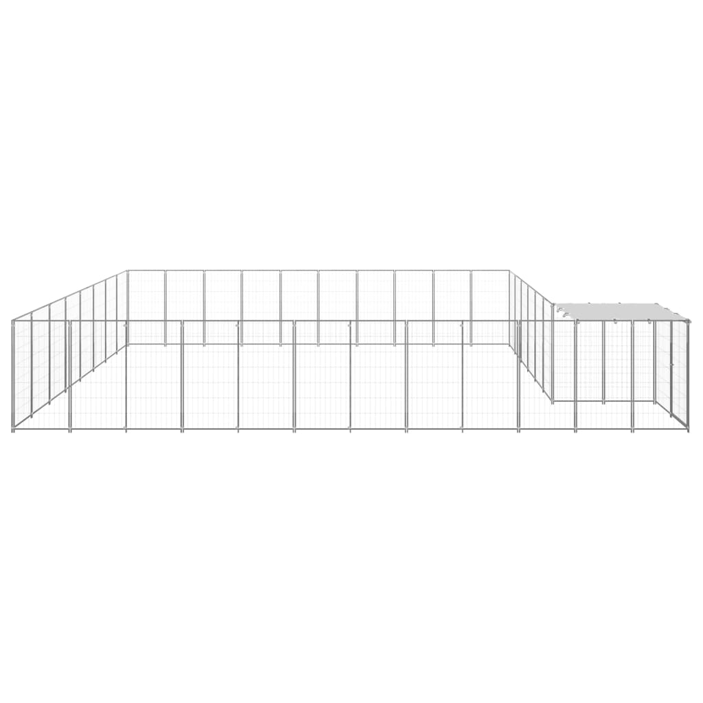Vidaxl -Hundezwinger 25,41 m² Stahl Silberfarbe