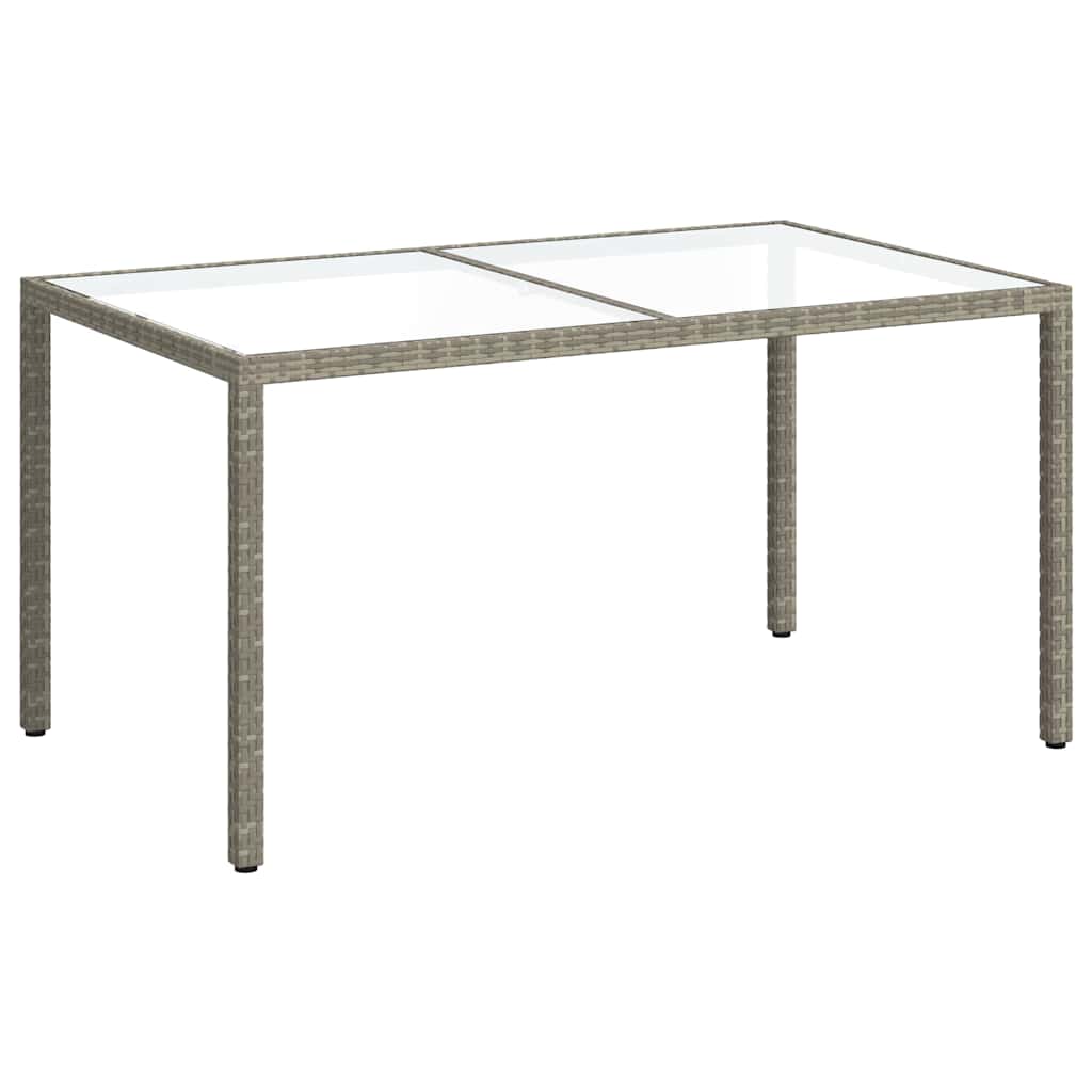 Vidaxl tuintafel 150x90x75 cm gehard glas en poly rattan grijs