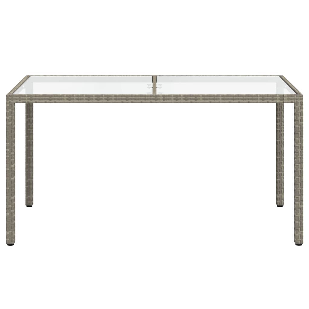 Vidaxl tuintafel 150x90x75 cm gehard glas en poly rattan grijs