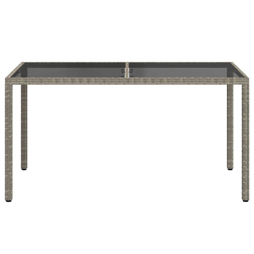 Vidaxl tuintafel 150x90x75 cm gehard glas en poly rattan grijs