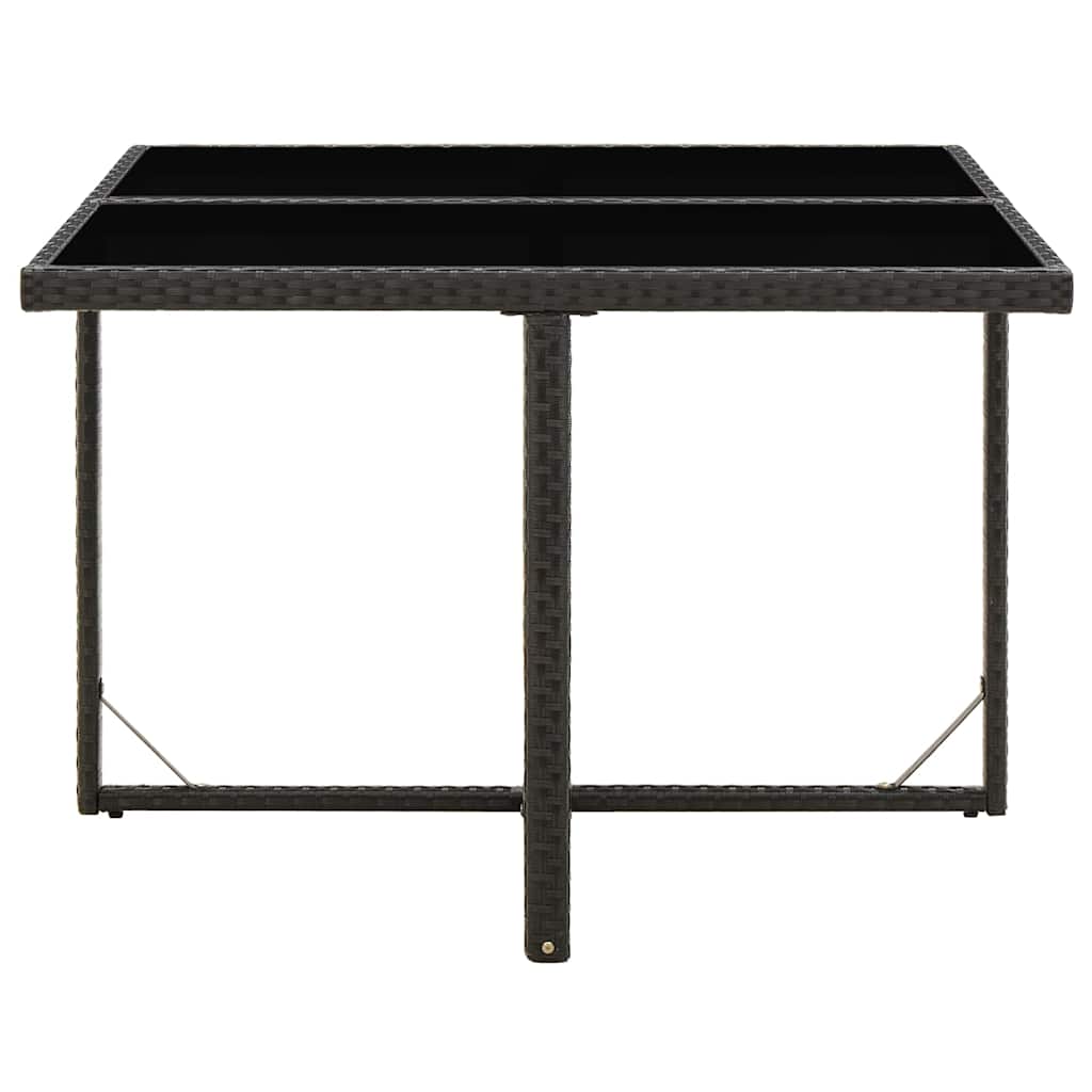 Vidaxl tuintafel 109x107x74 cm poly rattan en glas zwart