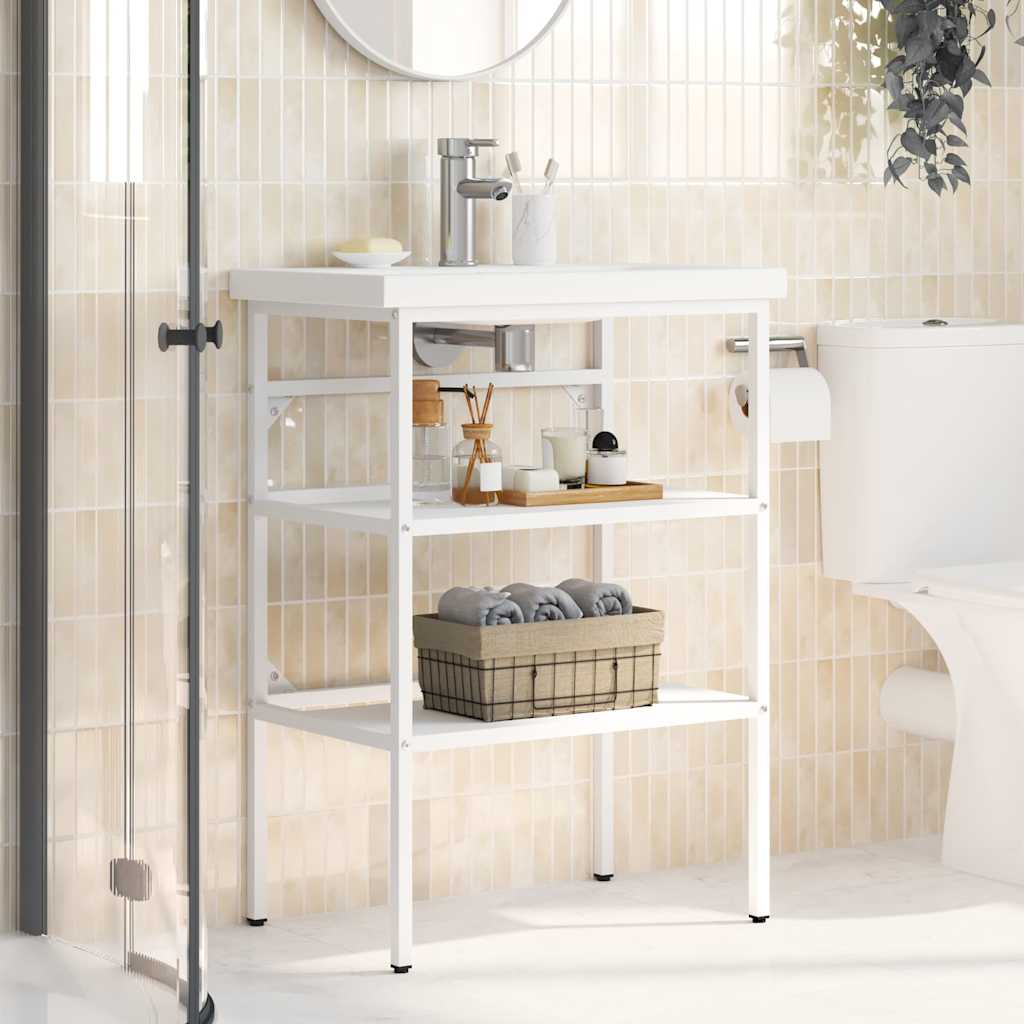 Vidaxl wastafelframe 59x38x83 cm ijzer wit