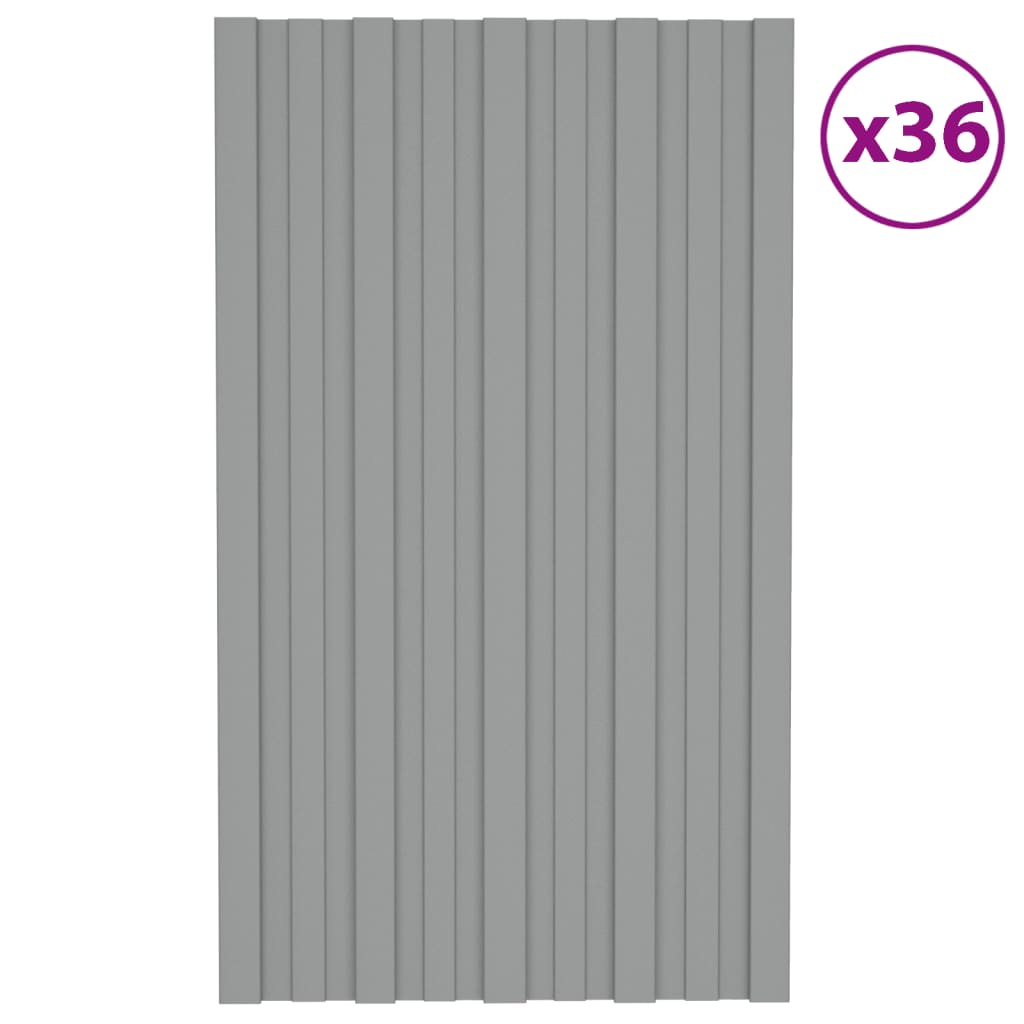 VIDAXL -Dachpaneele 36 ST 80x45 cm verzinkter Stahl grau