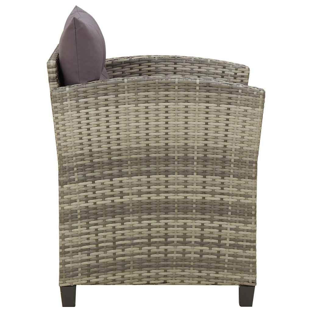 Vidaxl tuinstoel met kussens poly rattan grijs