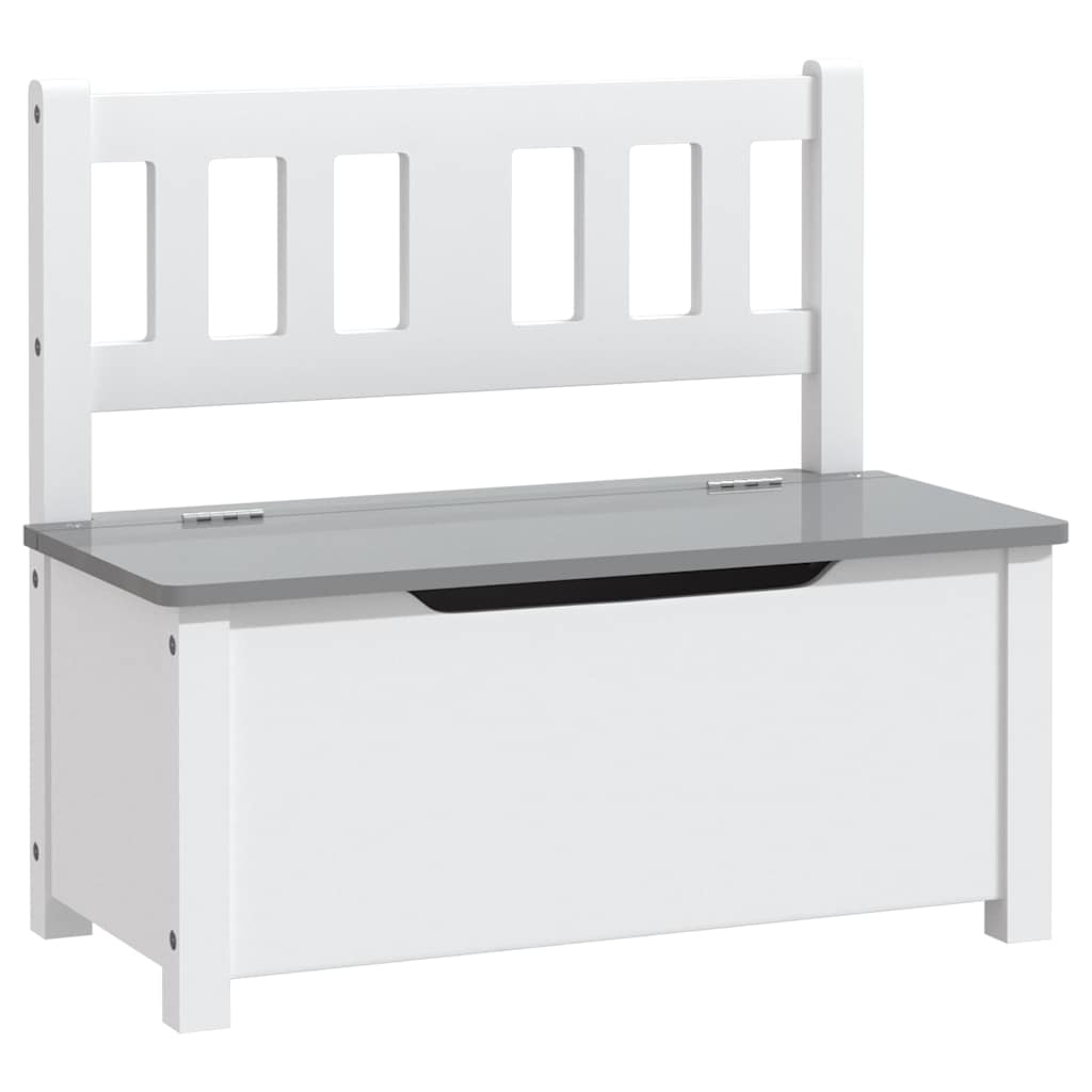 Vidaxl kinderopbergbankje 60x30x55 cm mdf wit en grijs