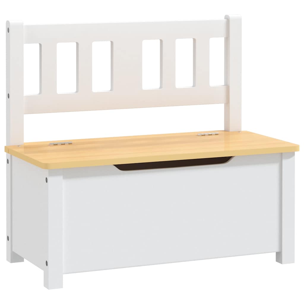 Vidaxl kinderopbergbankje 60x30x55 cm mdf wit en beige