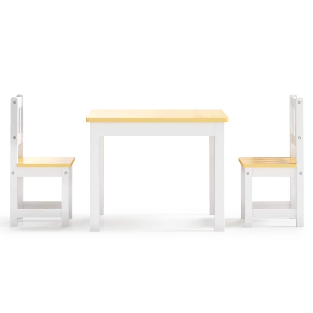 Vidaxl 3-delige kindertafel- en stoelenset mdf wit en grijs