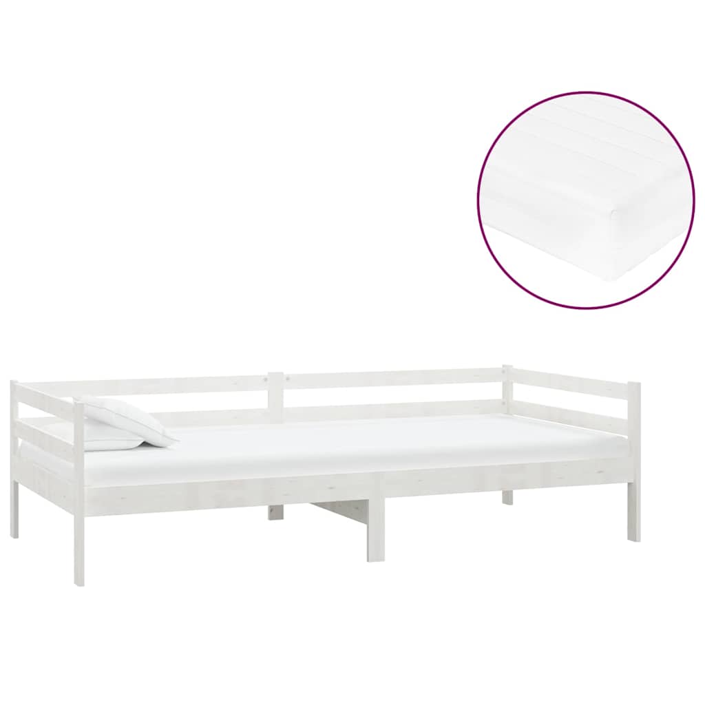 Vidaxl slaapbank met matras massief grenenhout wit 90x200 cm
