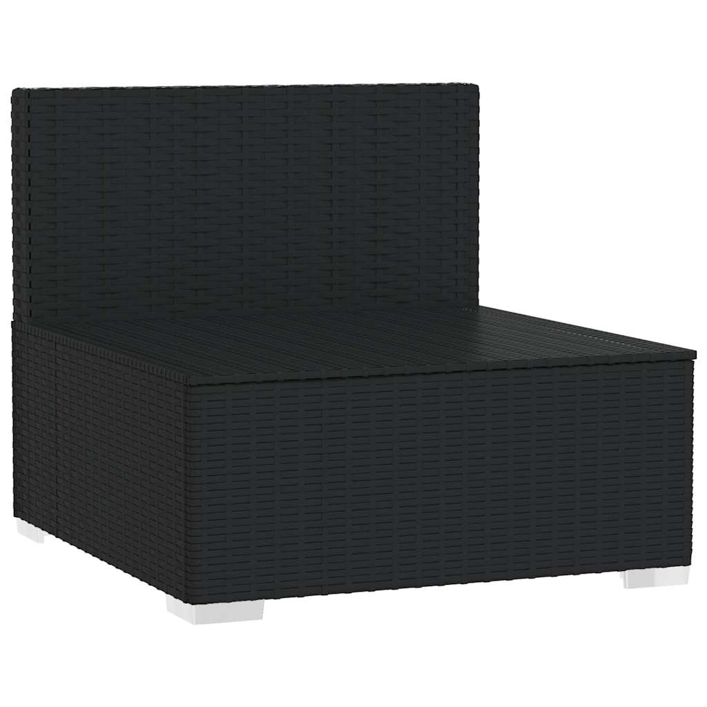 Vidaxl tuinmiddenbank met kussens poly rattan zwart