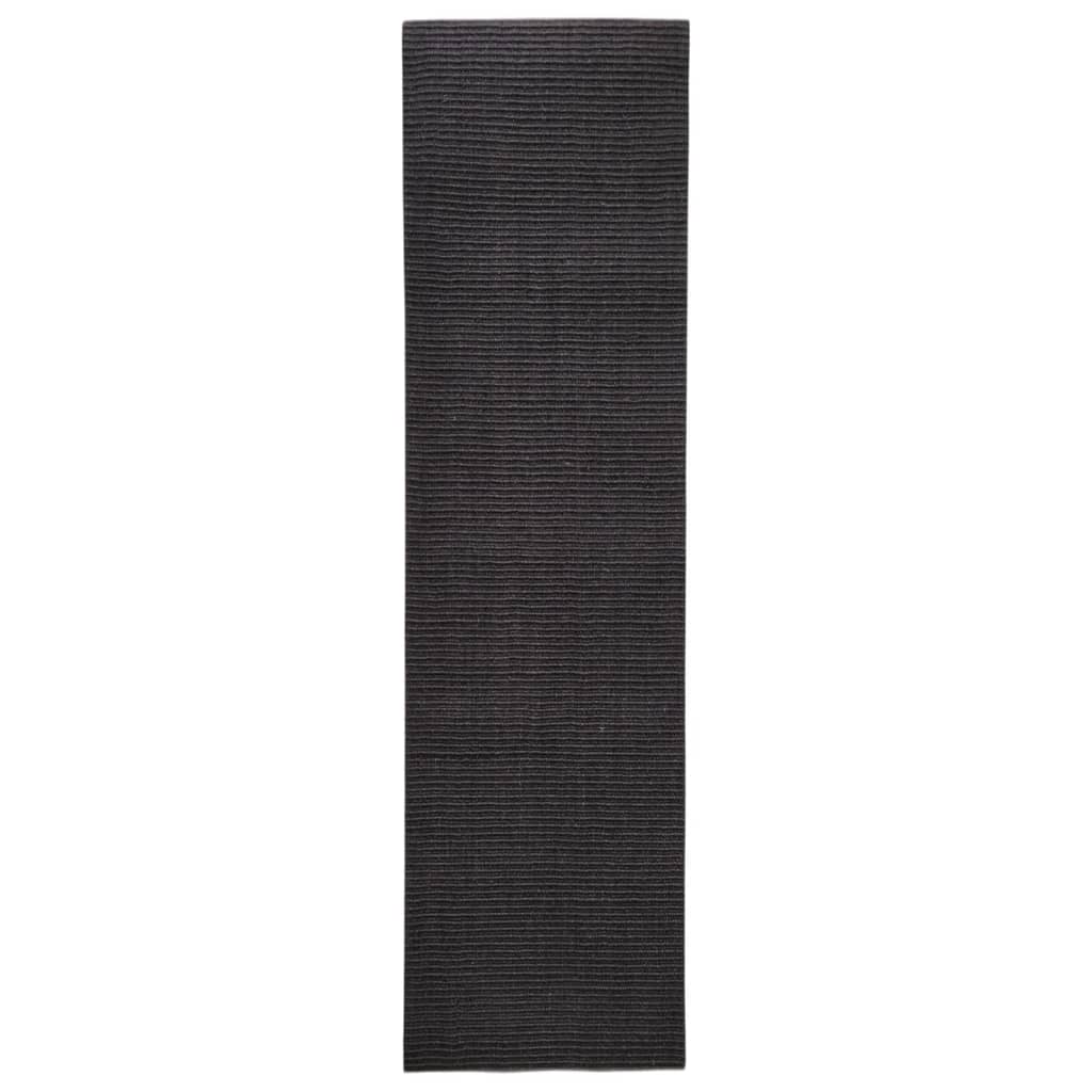 Vidaxl Teppich 66x250 cm Natural Sisal Schwarz