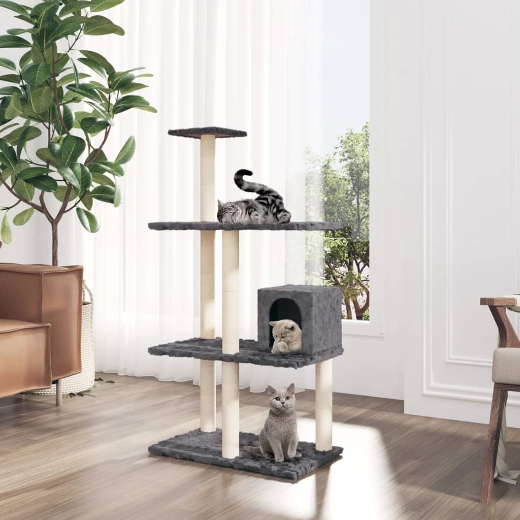 Vidaxl Katzenmöbel mit Sisal-Kratzstämmen 119 cm dunkelgrau