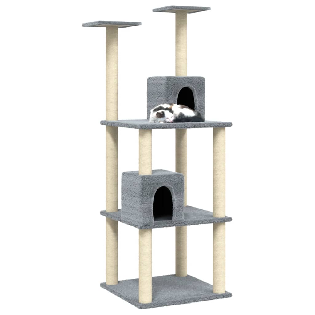 Vidaxl Katzenmöbel mit Sisal-Kratzstämmen 141 cm hellgrau