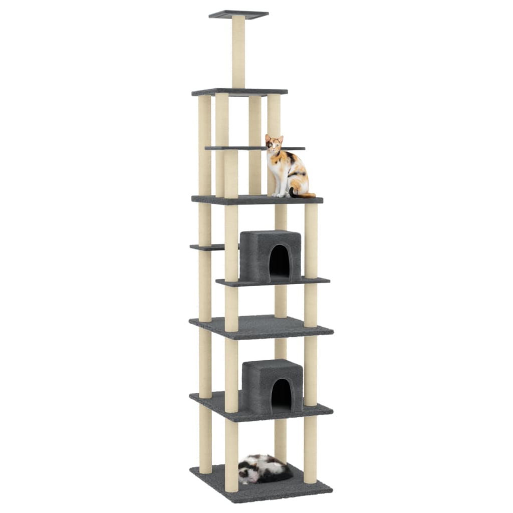 Vidaxl Katzenmöbel mit Sisal-Kratzstämmen 216 cm dunkelgrau