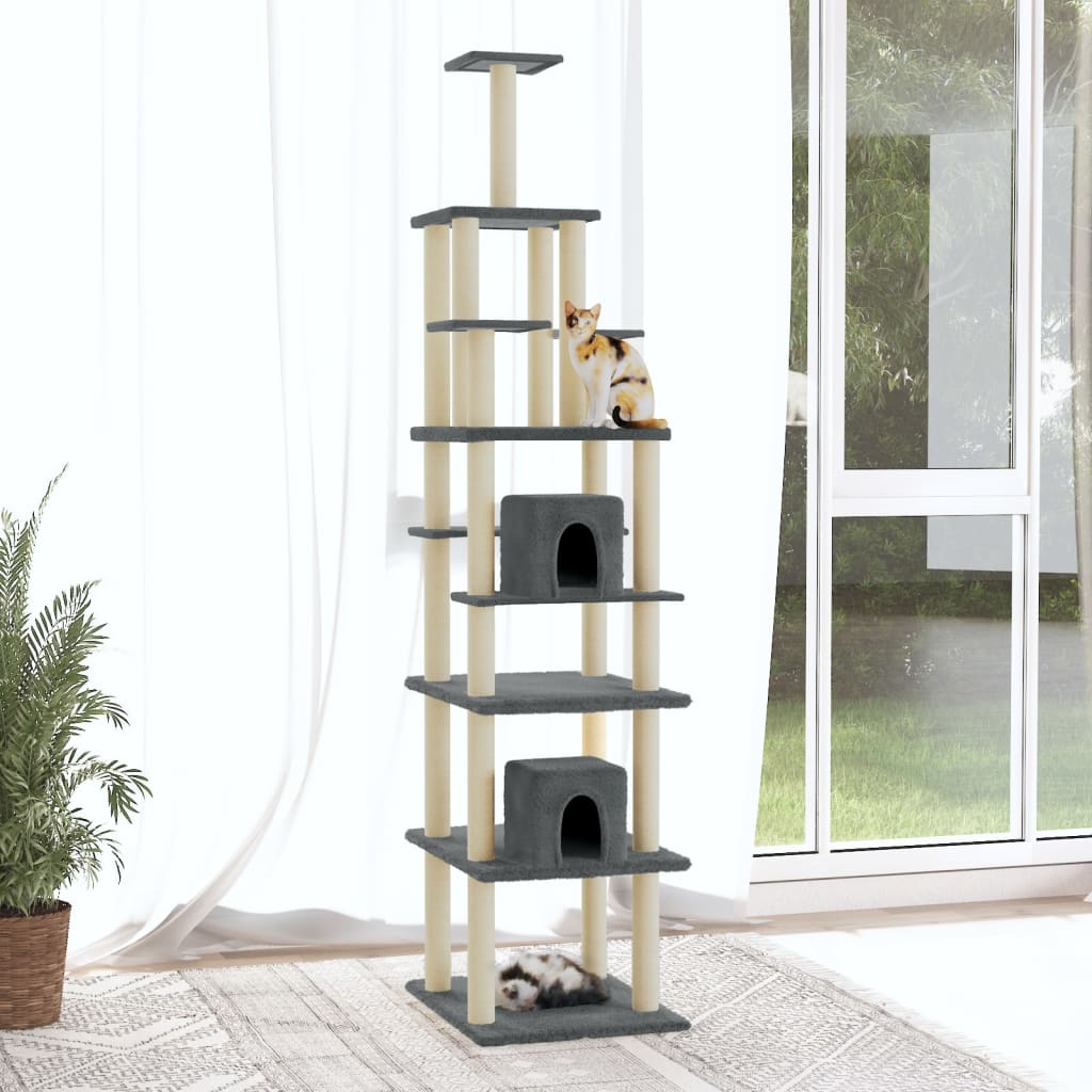 Vidaxl Katzenmöbel mit Sisal-Kratzstämmen 216 cm dunkelgrau