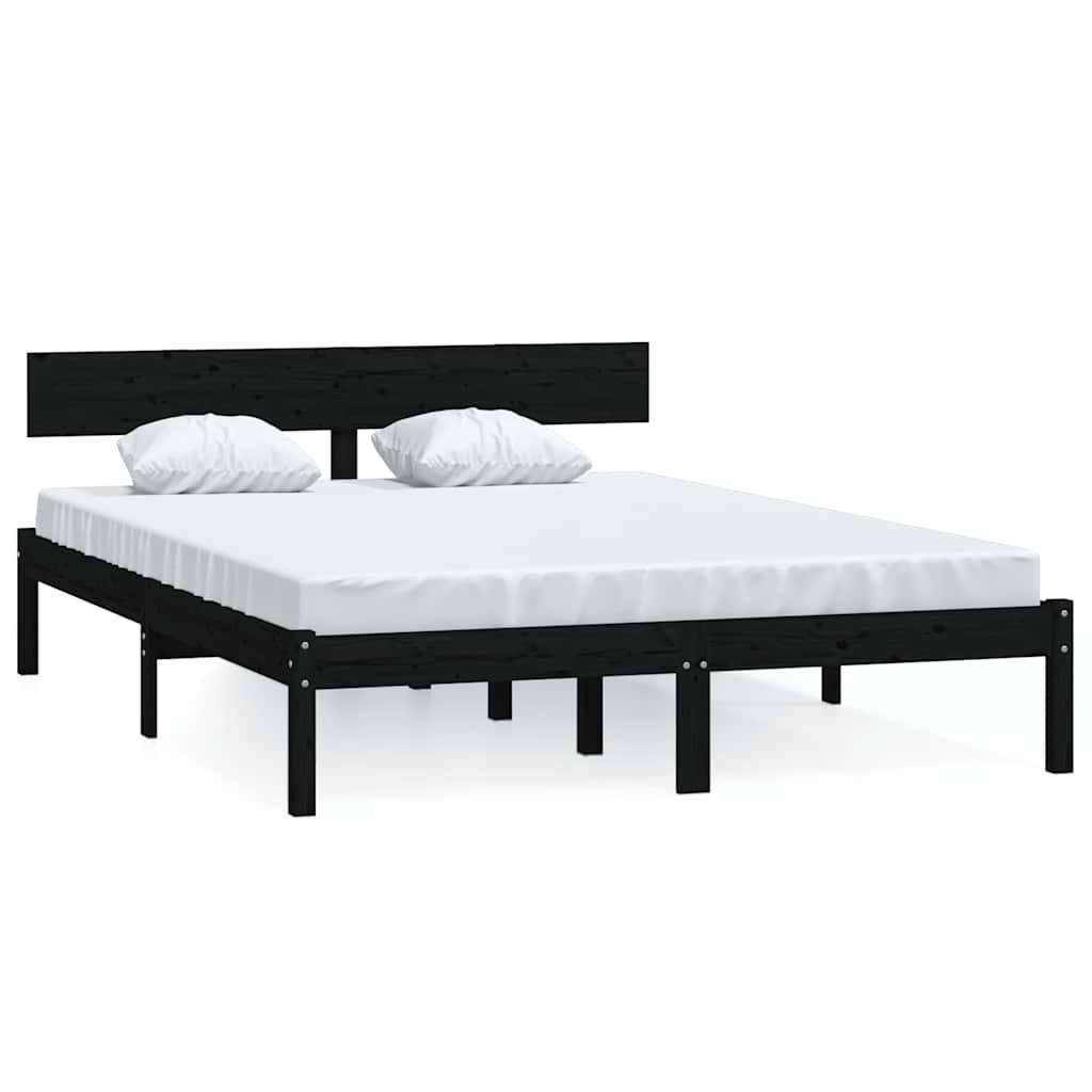 Vidaxl bedframe massief grenenhout zwart 160x200 cm