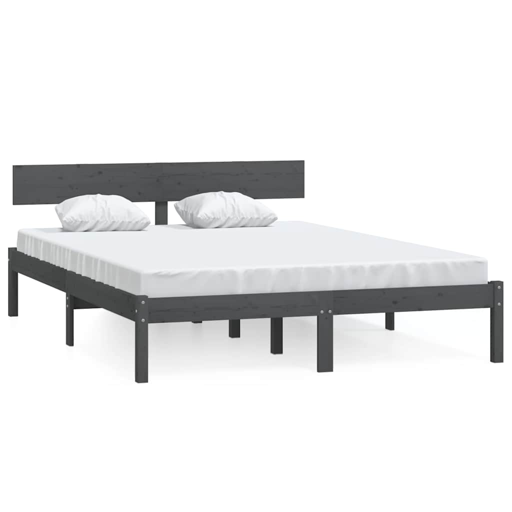 Vidaxl bedframe massief grenenhout grijs 200x200 cm