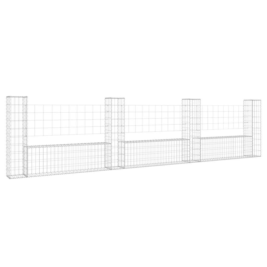Vidaxl Schanskorf U-förmig mit 4 Pfosten 380x20x100 cm Eisen