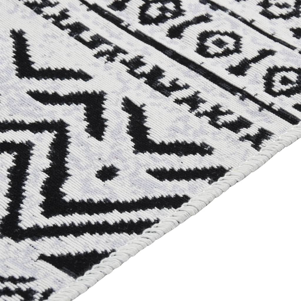Vidaxl Teppich 160x230 cm Baumwollschwarz und Weiß