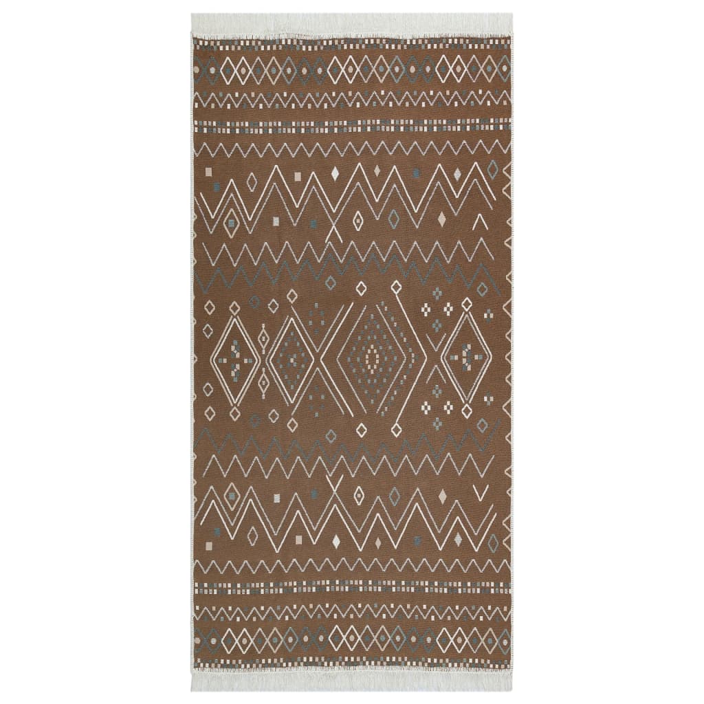 Vidaxl Teppich 160x230 cm Baumwoll Beige und blau