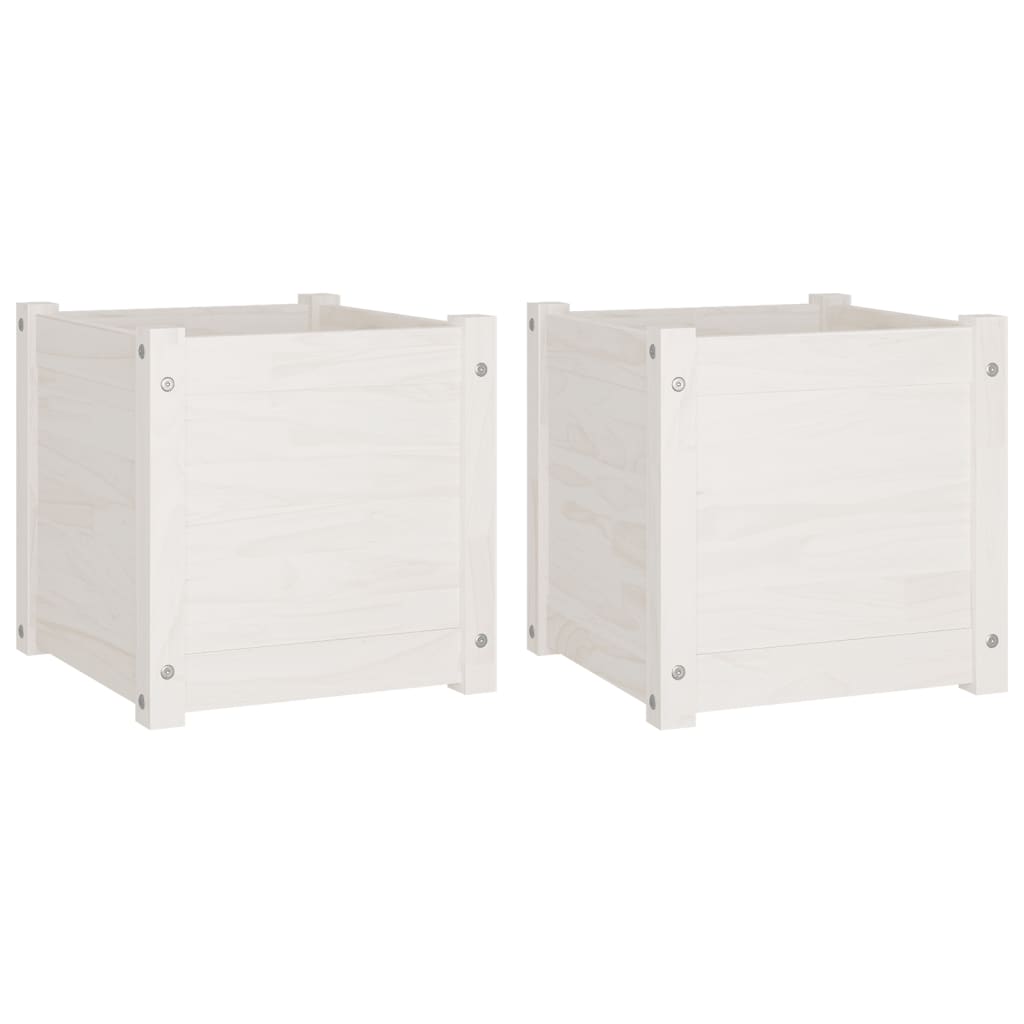 VIDAXL -Pflanzer 2 ST 40x40x40 cm Festkiefer weiß