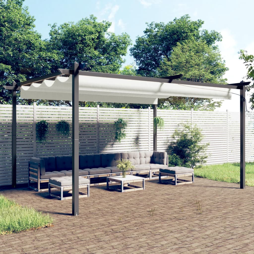 Vidaxl Garden Practor mit ausziehbarem Dach 4x3 m cremefarben