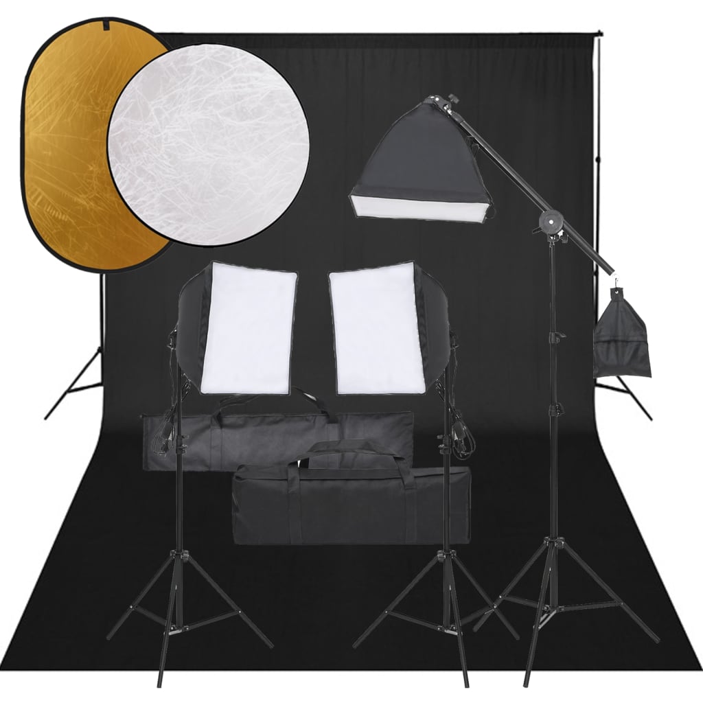 Vidaxl Photo Studio -Set mit Beleuchtungssatz, Hintergrund und Reflektor