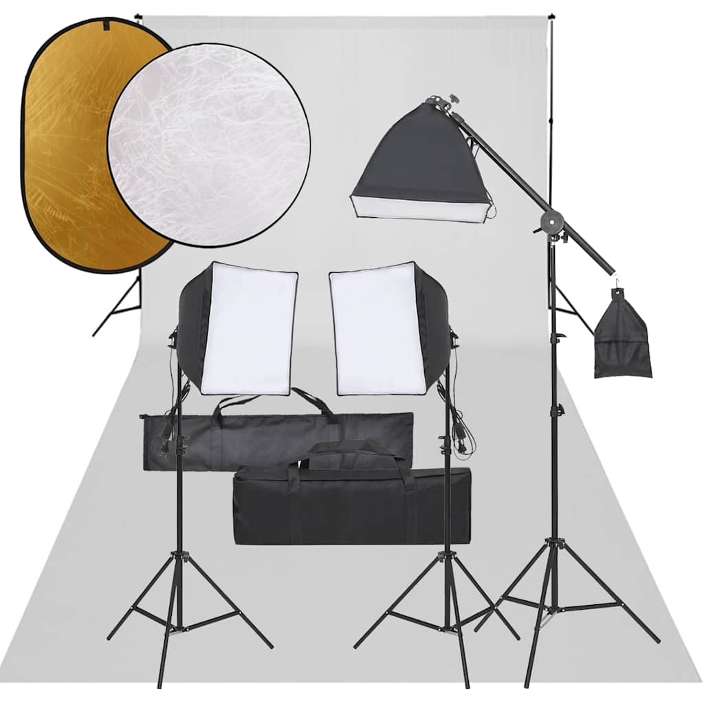 Vidaxl Photo Studio -Set mit Beleuchtungssatz, Hintergrund und Reflektor