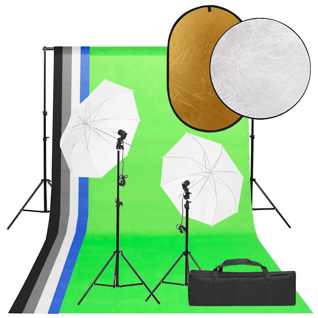 Vidaxxl Fotostudio-Set mit Beleuchtungsset, Hintergrund und Reflektor