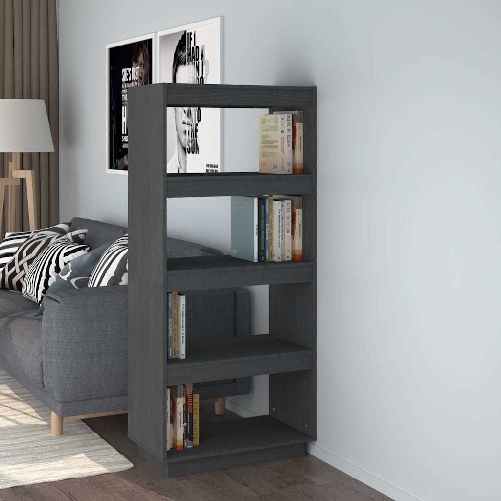 Vidaxl boekenkast kamerscherm 60x35x135 cm massief grenenhout grijs