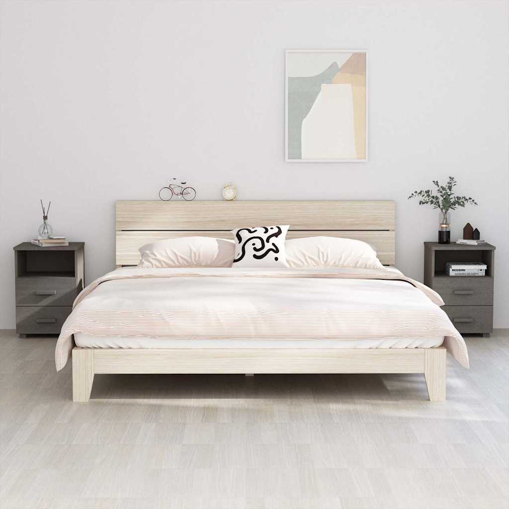 Vidaxl nachtkastjes hamar 2 st 40x35x62 cm grenenhout lichtgrijs