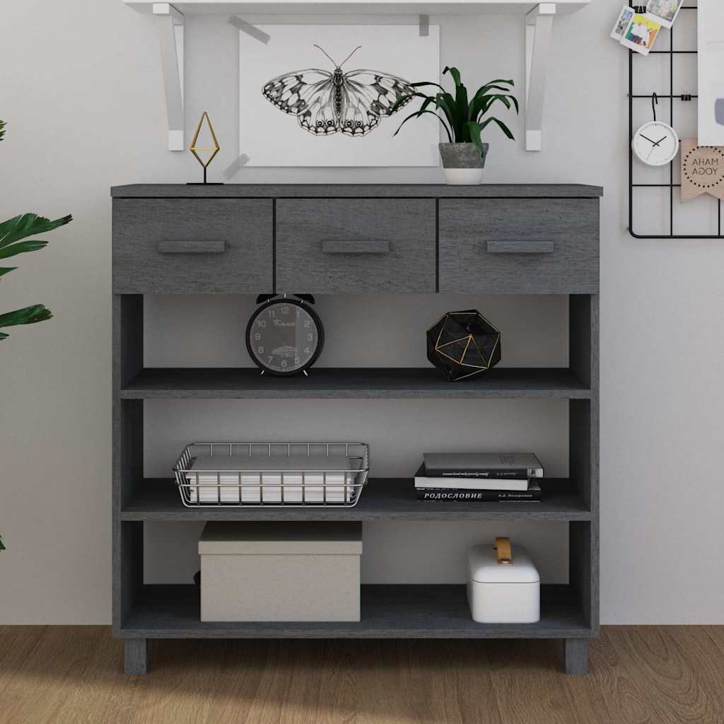 Vidaxl wandtafel hamar 90x35x90 cm massief grenenhout donkergrijs