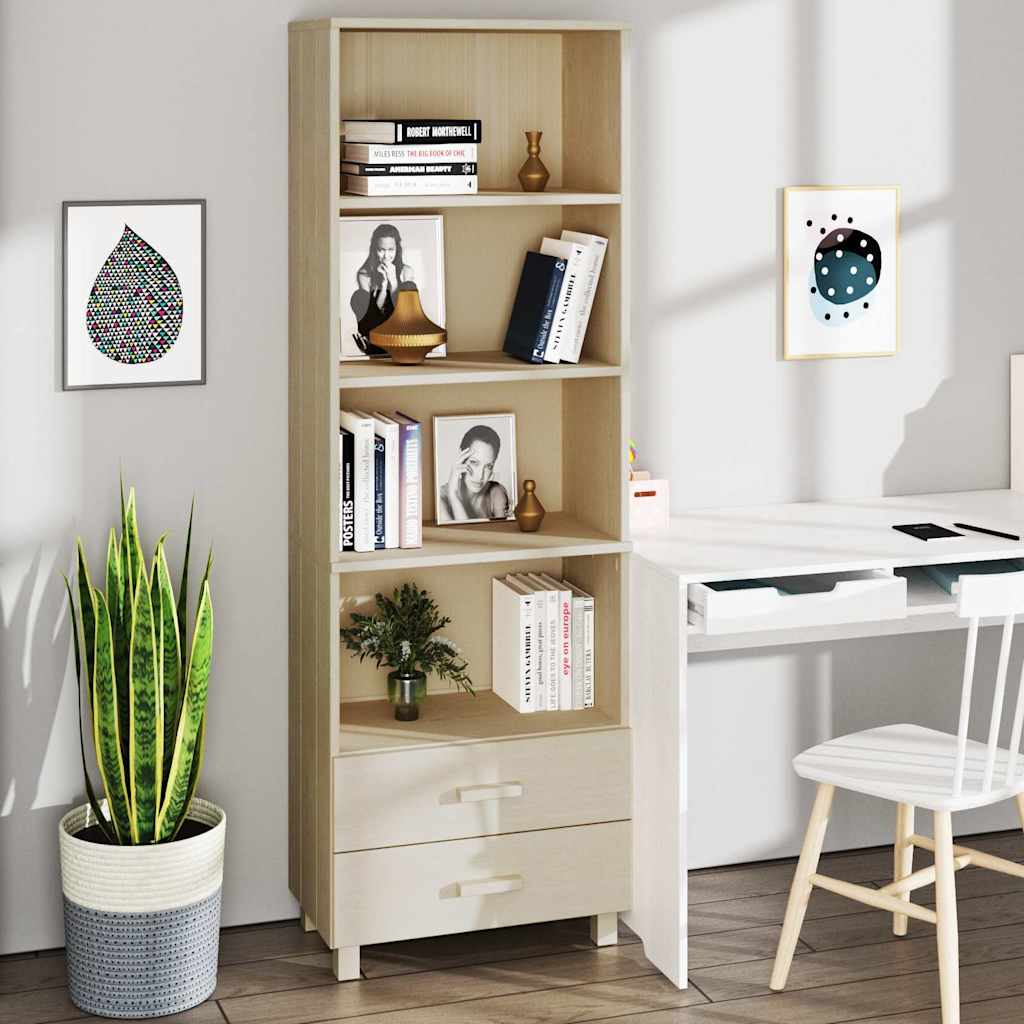 Vidaxl hoge kast hamar 60x35x180 cm massief grenenhout honingbruin