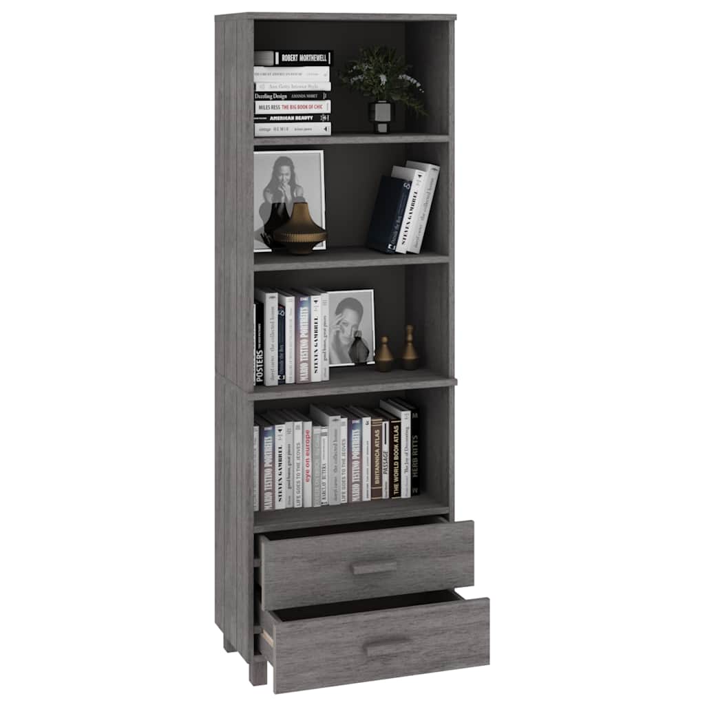 Vidaxl hoge kast hamar 60x35x180 cm massief grenenhout lichtgrijs