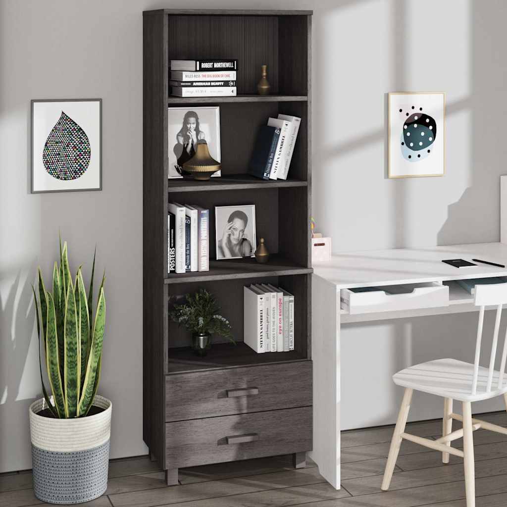 Vidaxl hoge kast hamar 60x35x180 cm massief grenenhout lichtgrijs