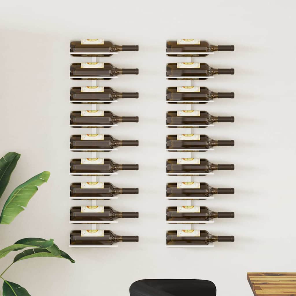 Vidaxl wijnrekken 2 st wandmontage voor 9 flessen ijzer wit