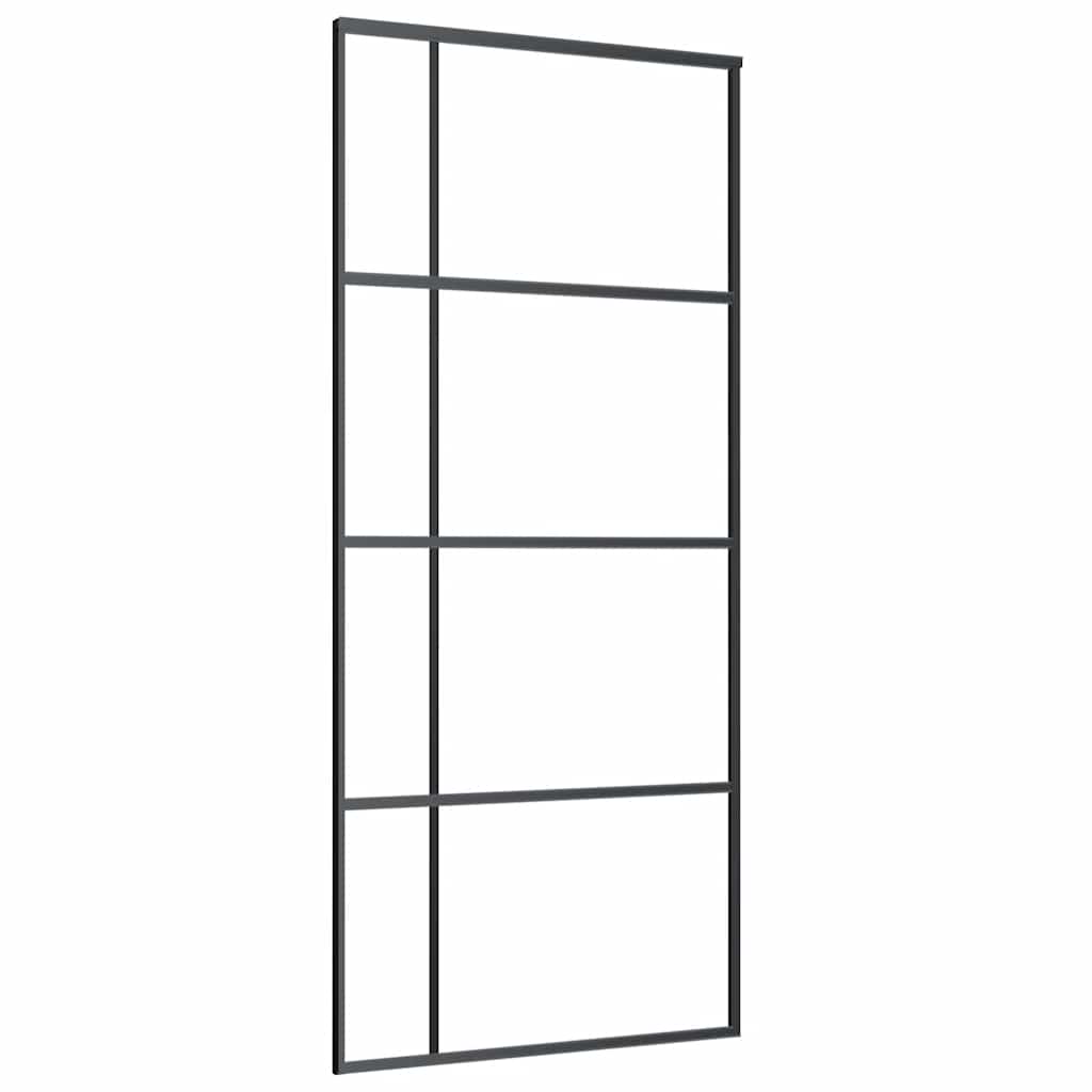 Vidaxl Schiebetür 90x205 cm ESG -Glas und Aluminiumschwarz