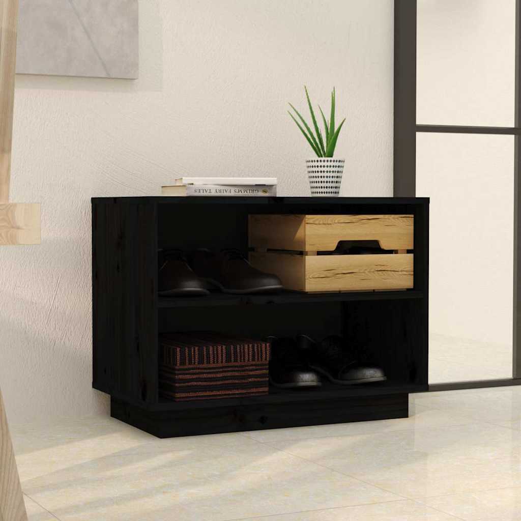 Vidaxl Schuhschrank 60x34x45 cm Festkiefer schwarz