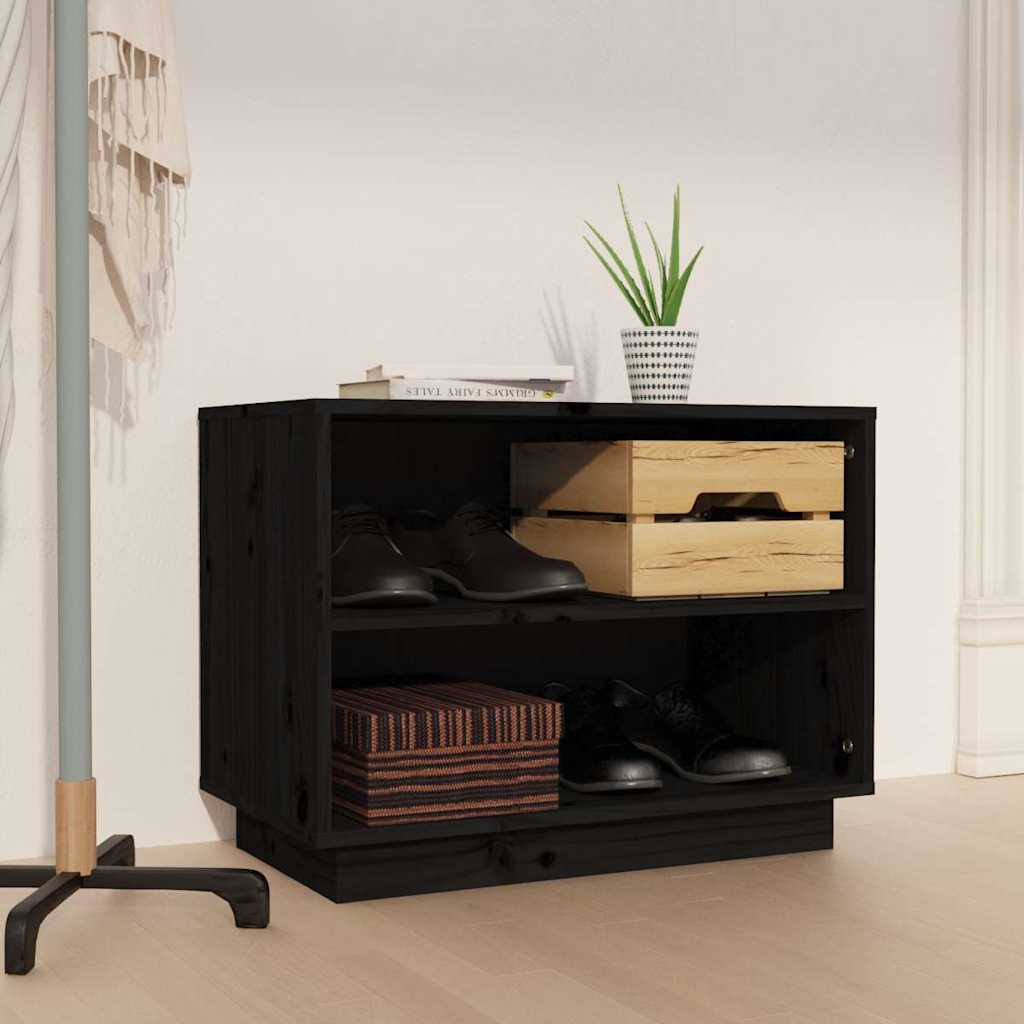 Vidaxl Schuhschrank 60x34x45 cm Festkiefer schwarz