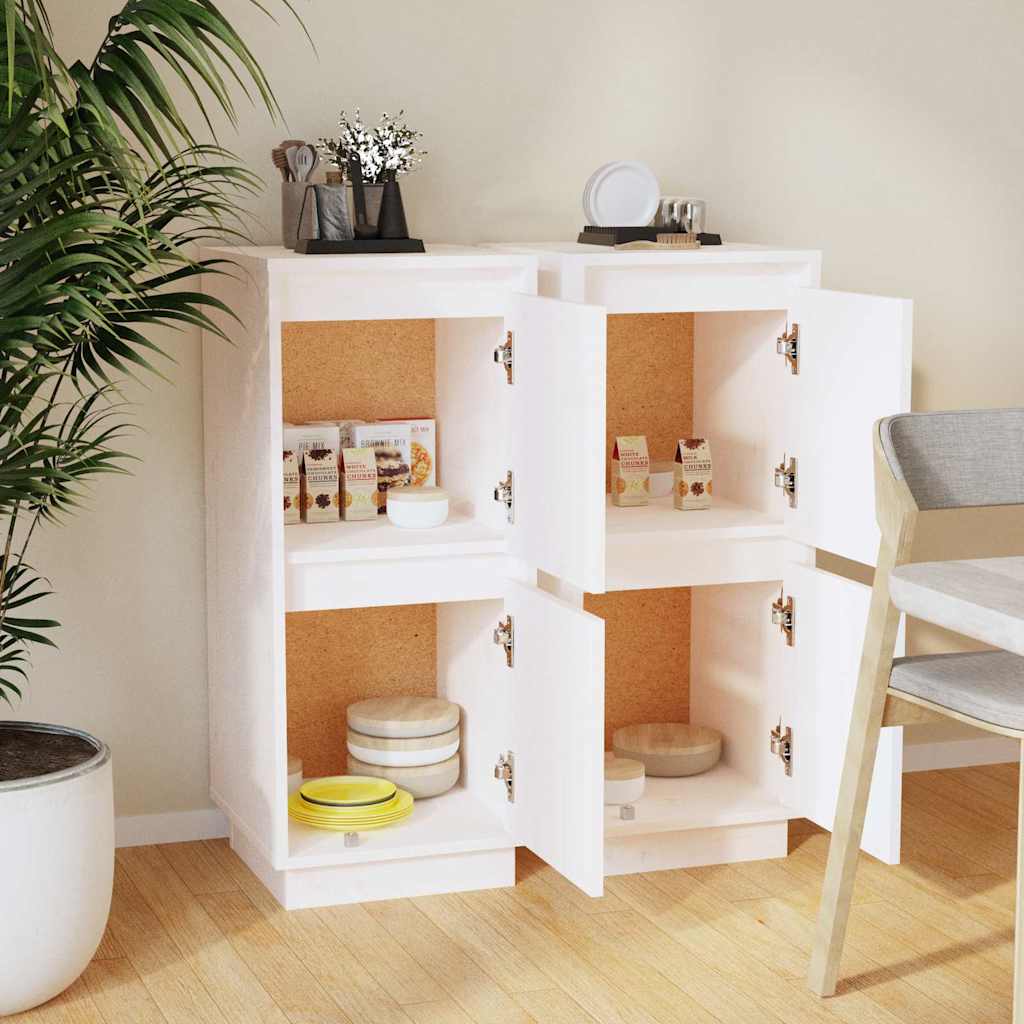 Vidaxl dressoirs 2 st 31,5x34x75 cm massief grenenhout wit