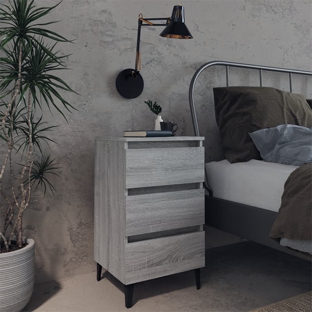 Vidaxl nachtkastje met metalen poten 40x35x69 cm grijs sonoma eiken