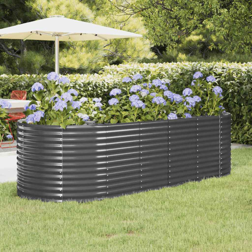 VIDAXL -Planungsbox 249x100x68 cm Pulver -beschichteter Stahl -Anthrazit -Verschärfen