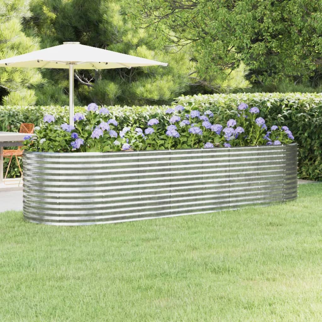 VIDAXL -Planungsbox 322x100x68 cm Pulver -Stahl Silber gefärbt