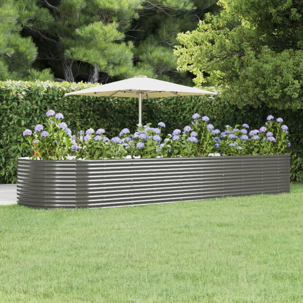 VIDAXL -Planungsbox 447x140x68 cm Pulver -beschichtetes Stahl grau