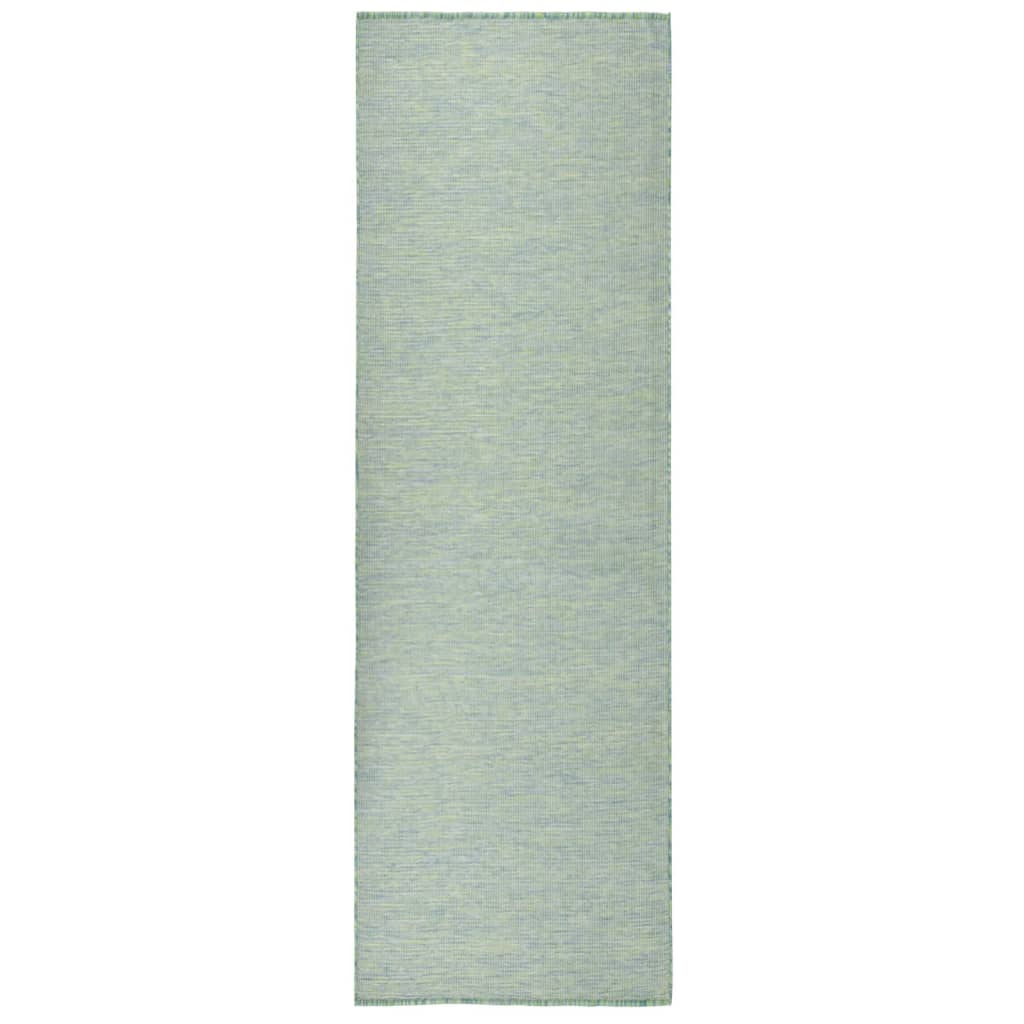 Vidaxl außerhalb des Teppichs flach gewebt 80x250 cm Türkis