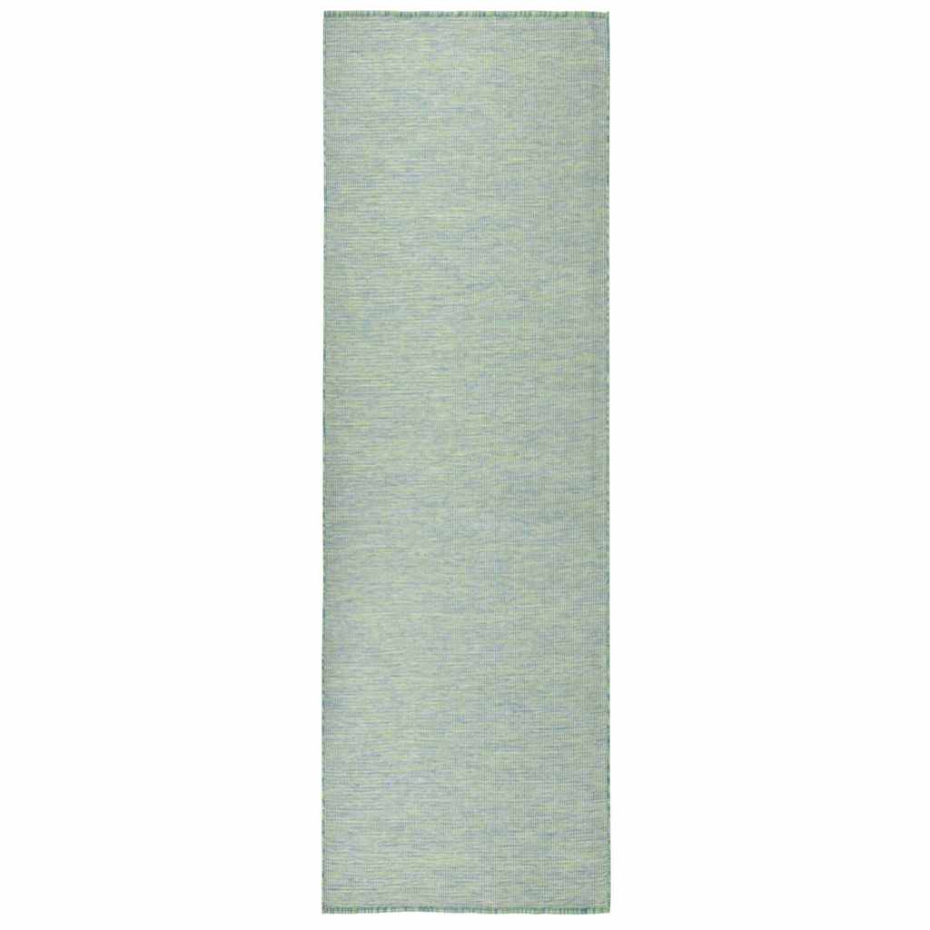 Vidaxl außerhalb des Teppichs flach gewebt 80x250 cm Türkis