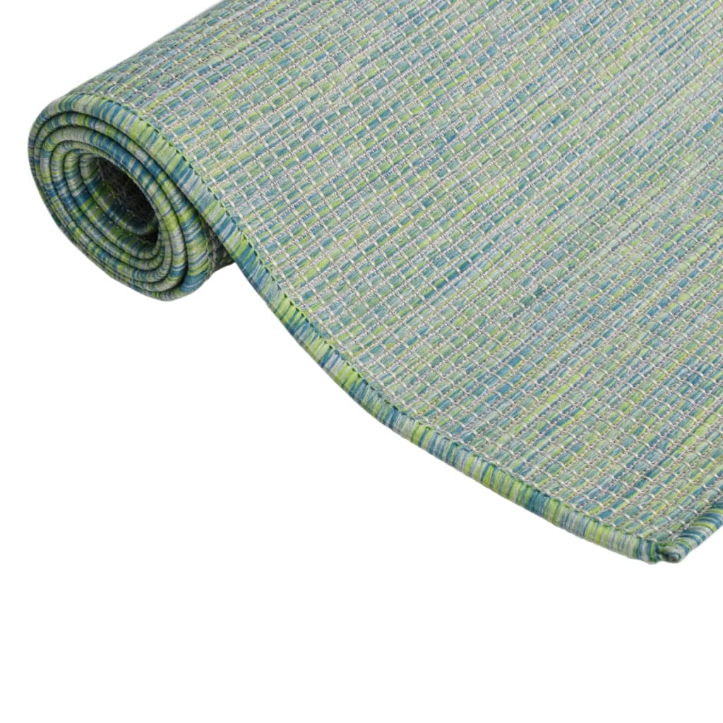 Vidaxl außerhalb des Teppichs flach gewebt 80x250 cm Türkis