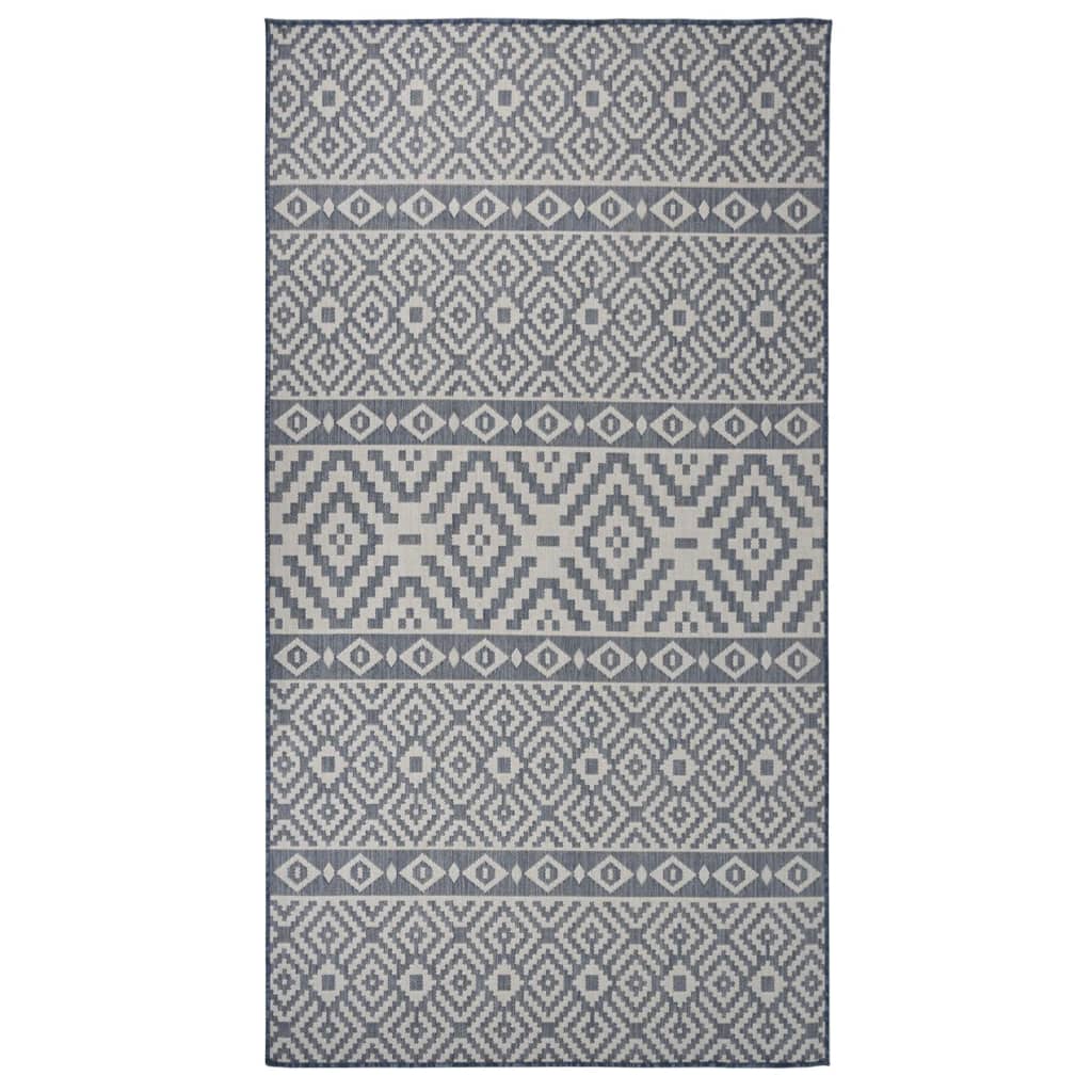 Vidaxl Außen Teppich mit Muster flach -80x150 cm blau